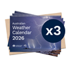 Australian Weather Calendar 2026 - small flatpack x 3